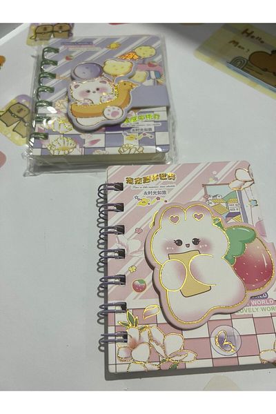 demirosa 2 Pcs A7 Size Mini Spiral Notebook with Cute Sticker Rabbit Cover