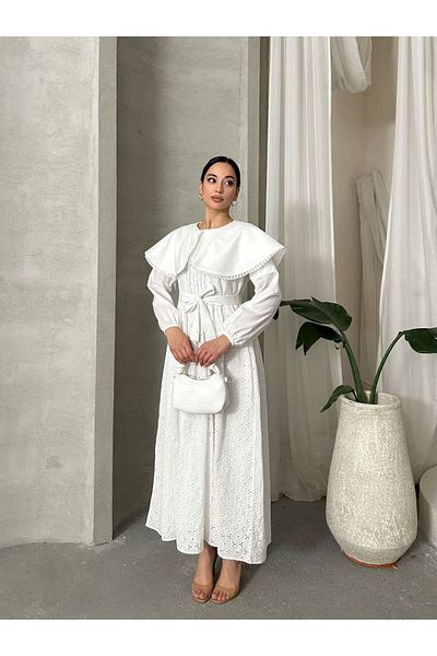 SUN STYLE ΦΟΡΕΜΑ ΜΕ ΕΠΕΞΕΡΓΑΣΜΕΝΗ ΒΑΜΒΑΚΙΑ ΖΩΝΗ ΚΑΙ ΛΕΠΤΟΜΕΡΗ ΛΕΠΤΟΜΕΡΗ ΦΟΡΕΜΑ -TESETTÜR