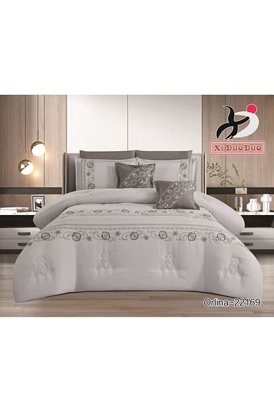 XI DUO Luxury embroidered microfiber comforter set, high quality, suitable for all seasons, 8 pieces