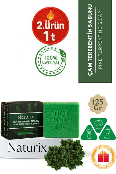 Naturix Pine Turpentine Soap 125 Gr |   Purifying and Refreshing Skin Cleansing