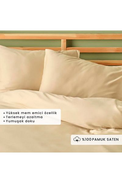 Bella Maison Σετ παπλωματοθήκη 100% βαμβακερό σατέν Supreme Basic Super King Size Μπεζ (260x240 cm)