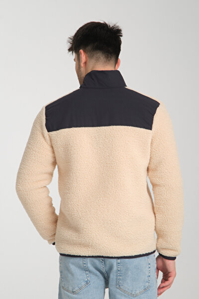 COOL TARZ Μπεζ βελούδινο φούτερ με γιακά με φερμουάρ