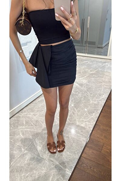 My Blog Schwarzer Minirock mit Volant – 52103