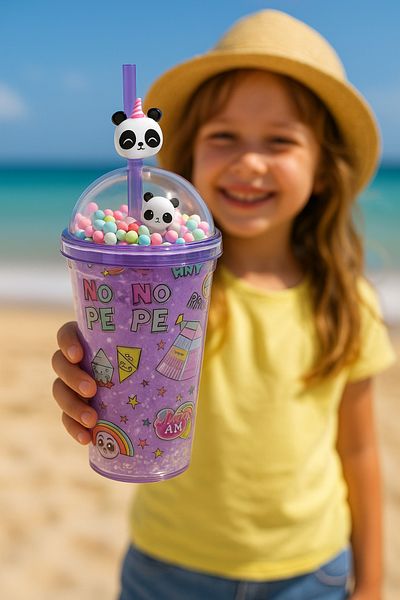 Venino Mermaid Themed Double Lighted Glass Flask with Straw
