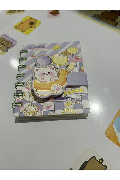 demirosa 1 Pcs A7 Size Mini Spiral Notebook with Cute Sticker Rabbit Cover