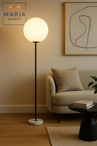 MARIA HOMES Modern Globe Floor Lamp with Marble Base
