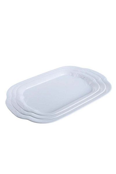 Trust 3-Piece Melamine Serving Tray Set Small Size 35CM, Medium Size 40CM & Large Size 45CM White