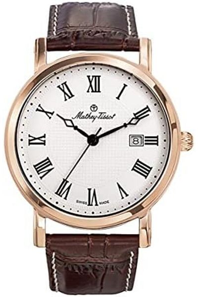 Mathey-Tissot Analog White Dial Men's Watch, brown, Classic
