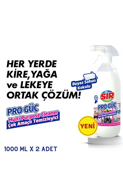 Sır Pro Güç Çok Amaçlı Temizleyici Beyaz Sabun Kokulu 1000 ml x 2 Adet