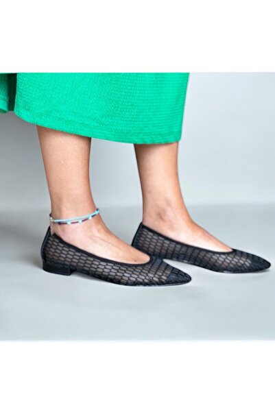 NE&VE SHOES Μαύρες δικτυωτές γυναικείες μπαλαρίνες με μυτερή μύτη καθημερινά ...