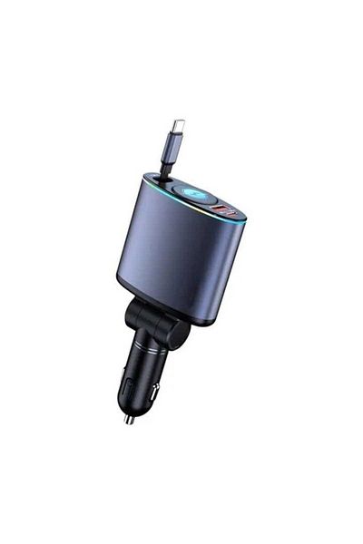 zyteq Incarcator auto Fast Charge ZYTEQ®️, retractabil, unghi ajustabil, afisaj digital, 2 porturi USB