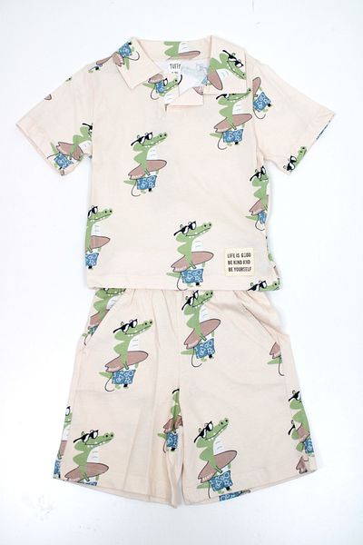 Name Baby Tuffy Boy's Collared Patterned Shorts Suit Tuf-1468