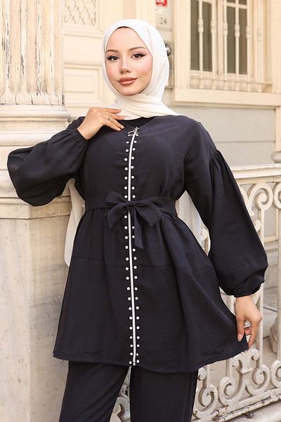 benguen Stone Detailed Double Suit Black 4877