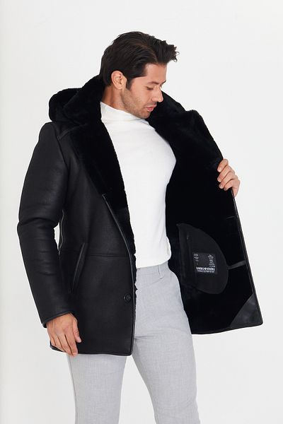 By Marki Marki Men's Genuine Fur Coat – Hooded, Button Closure, -40 ° C-Resistant, 85 cm - 506222