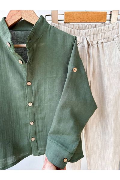 bebegci 2-Piece Boy's Set with Linen Shirt and Trousers