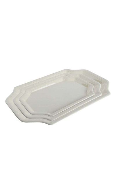 Trust 3-Piece Melamine Serving Tray Set Small Size 35CM, Medium Size 40CM & Large Size 45CM Beige