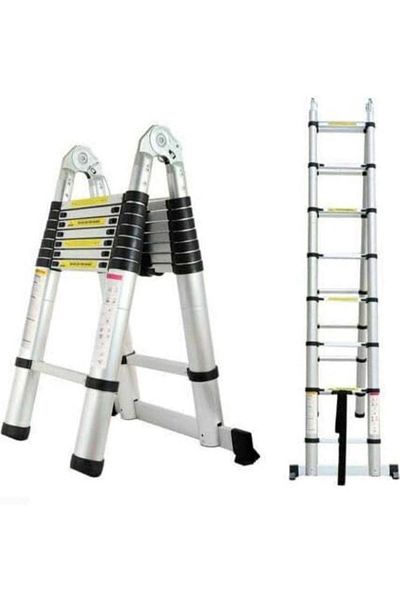 huitich Multipurpose Telescopic Ladder, Silver, 1.6 + 1.6 meters