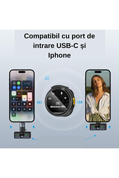 Smartio Set 2 Microfoane Lavaliera Smartio cu carscasa de incarcare si sistem de dubla prindere