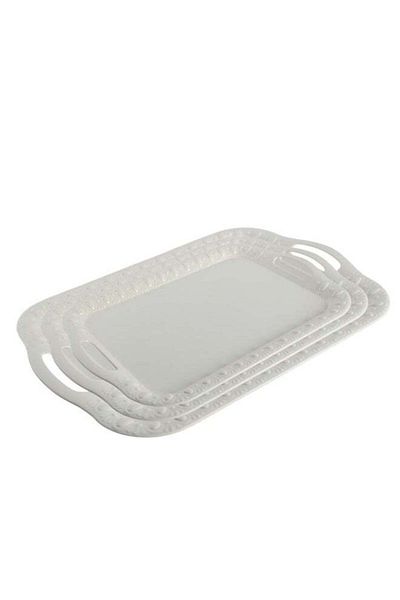 Trust 3-Piece Melamine Serving Tray Set Small Size 35CM, Medium Size 40CM & Large Size 45CM Beige