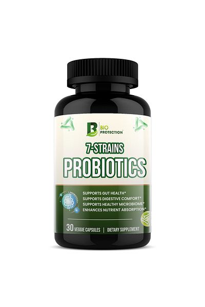 BIO PROTECTION 7-سلالات من البروبيوتيك، 30 كبسولة نباتية، تدعم صحة الأمعاء