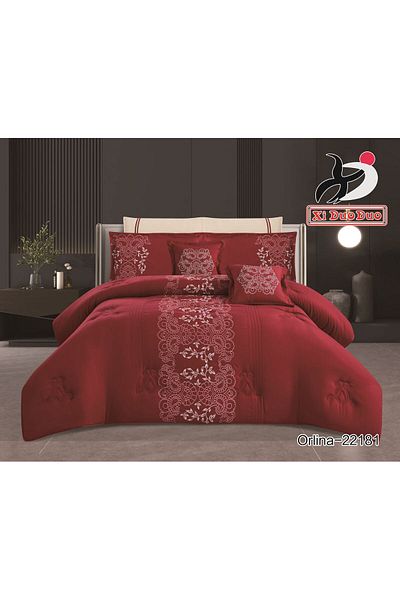 XI DUO Luxury embroidered microfiber comforter set, high quality, suitable for all seasons, 8 pieces