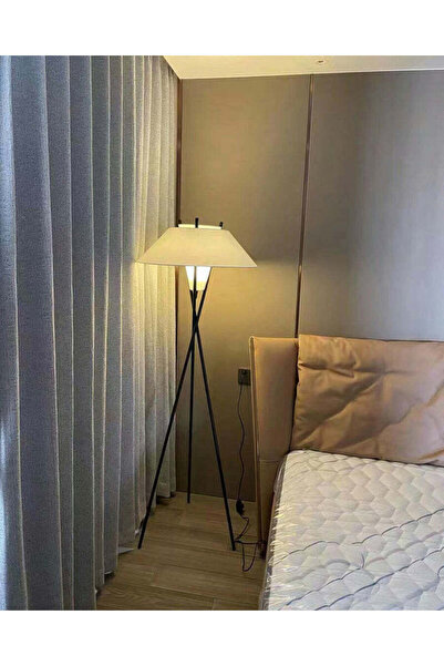 MARIA HOMES مصباح أرضي ثلاثي القوائم حديث مع غطاء مخروطي أبيض