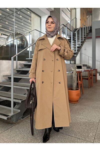 Berika YILDIRIM YENİ SEZON TOKALI TRENÇKOT KAHVE