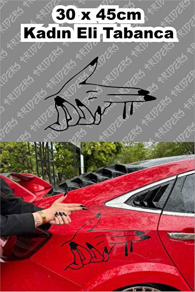 TRİDERS Kadın Eli Silah Tabanca Sticker 45x30 cm Araba, Motorsiklet, Laptop, ...