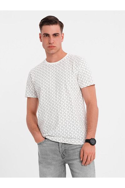 OMBRE Herren-Strickhemd mit Volldruck - weiß V3 OM-TSFP-0250 L