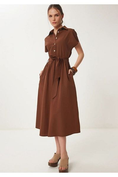 BUSEM Ls0000091 Bsm Waist Tie Shirt Detail Dress