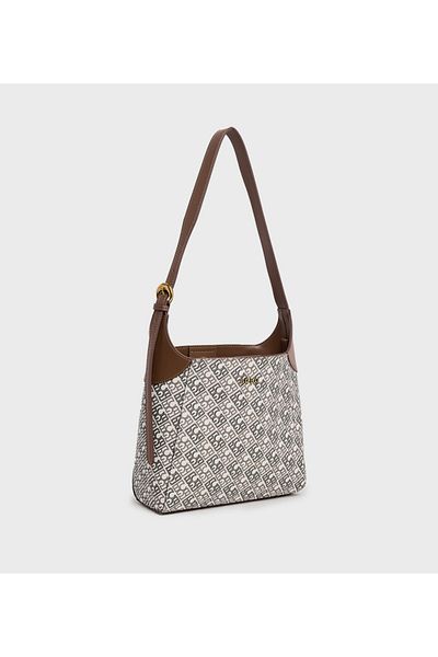 BCBG Off White Logo Detail Shoulder Bag