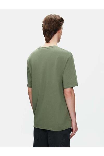 Ltb Sıfır Yaka Basıc Kısa Kol Loose Yeşil T-shırt