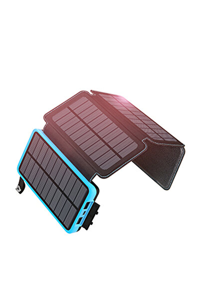 Linomag Baterie solară externă, Power Bank 20.000 mAh, impermeabilă, 4 panour...