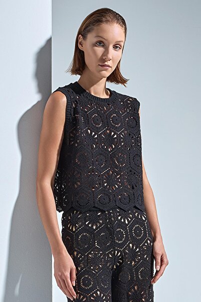 JOIN US Geometrik Desenli Ajurlu Bluz