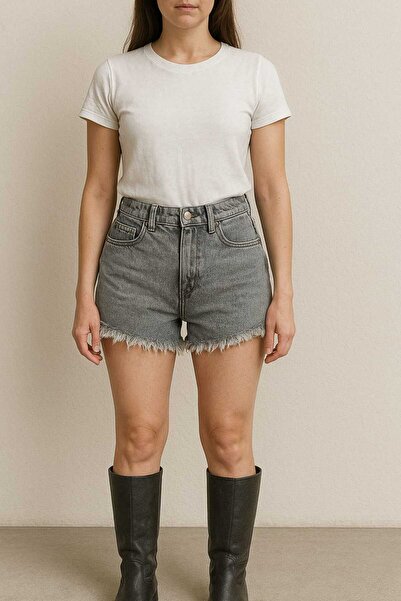 viking's line Kadın Gri püsküllü Detay Şort