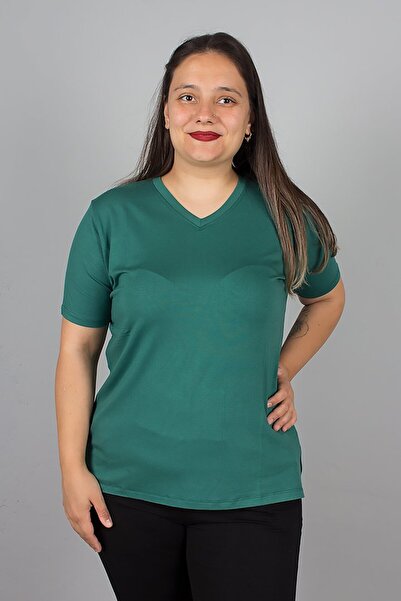 Truva XXL Green V-Neck Lycra Viscose T-Shirt – Comfortable, Stylish and Breathable Fabric