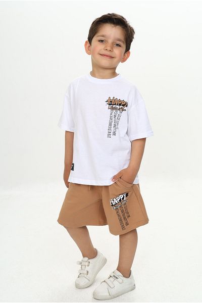 Toontoy T Oontoy Boy's Happy Text Printed Shorts Suit