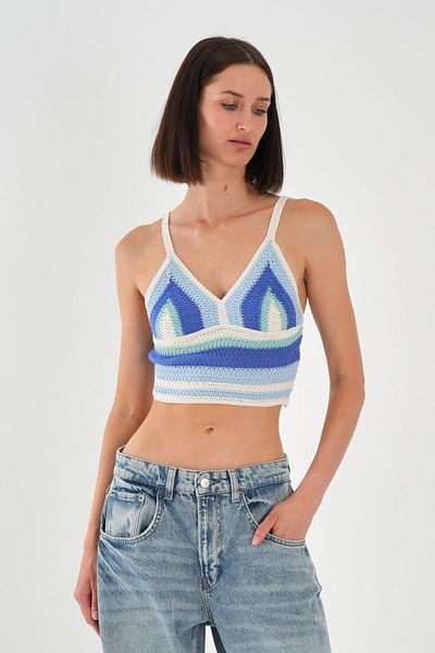 ALEXANDERGARDI Women's Crop Tank Top with Knitted Detail and Pattern