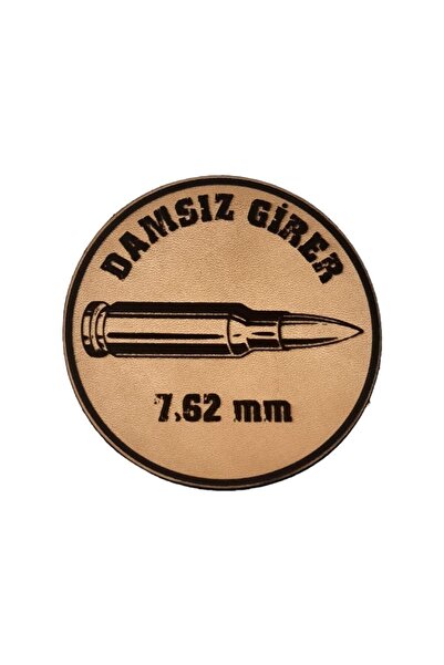 Seyhan Askeri Malzeme Damsız Girer 7,62 mm -Yuvarlak Deri Peç - Arma - Leather Patch