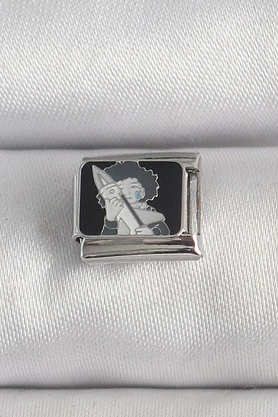 Celira Steel Silver Color Black Engraved Portrait Model Nomination Charm