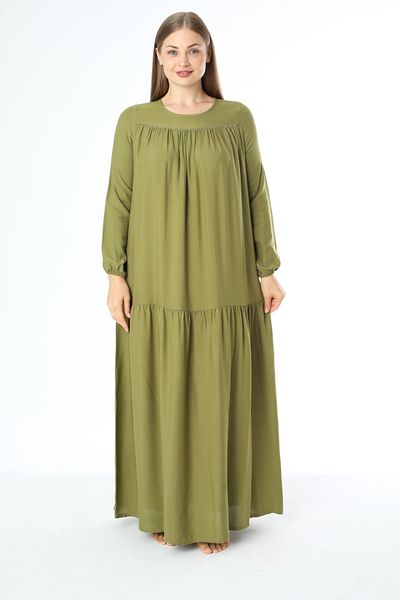 Juliet Deluxe Γυναικείο μακρυμάνικο φόρεμα από ύφασμα βισκόζης Plus Size 33433