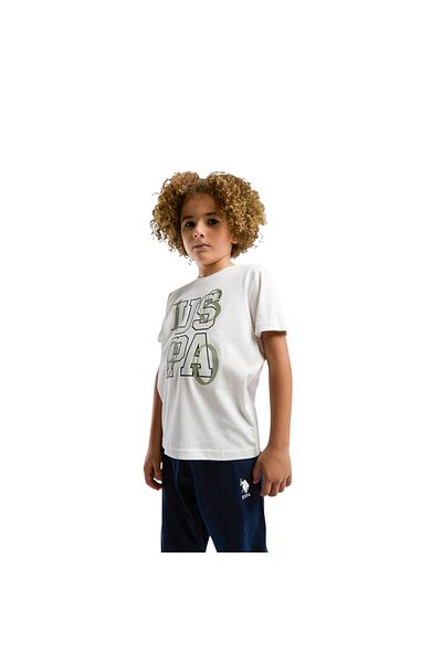 U.S. Polo Assn. Boy's White Short Sleeve Pajama Set