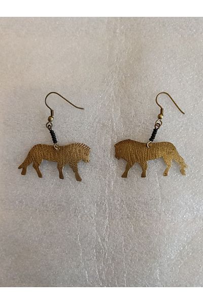 Butik Tülin Authentic Handmade Brass Tiny Black Beads Lion Dangle Earrings 5X4 cm Made in Kenya