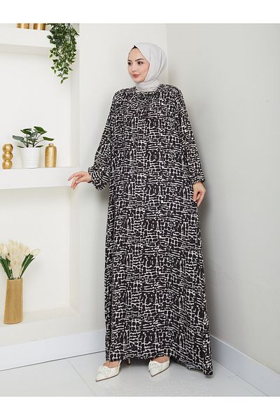 Nevayla Moda Φόρεμα βισκόζης με συσπειρωμένο μπροστινό μέρος - Καφέ / E0130