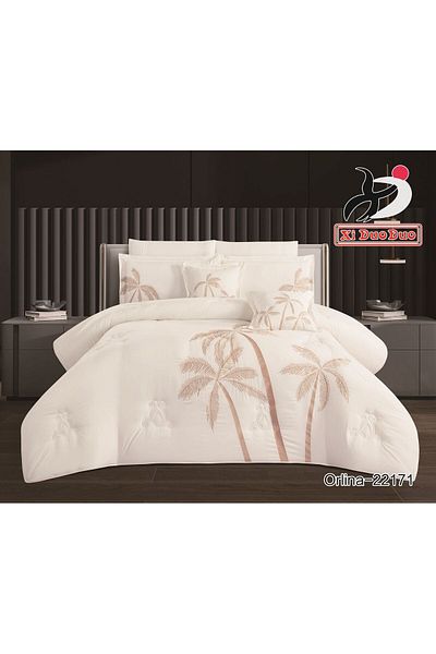 XI DUO Luxury embroidered microfiber comforter set, high quality, suitable for all seasons, 8 pieces