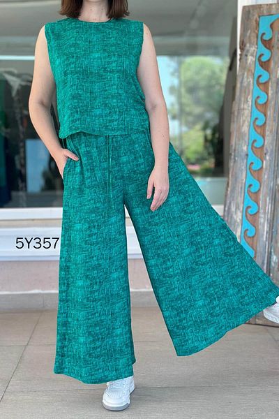 İnce Topuk Zero Sleeve Button Detail Casual Viscose Suit 5Y357