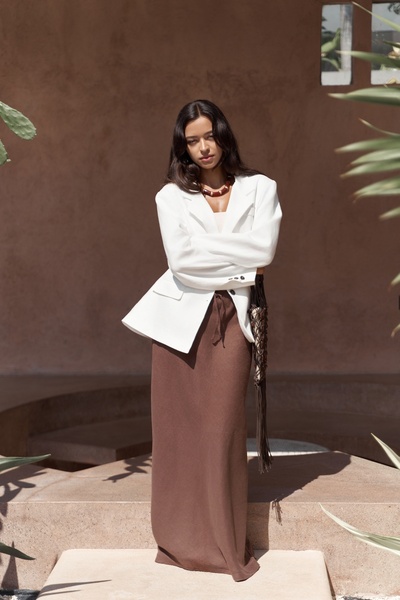 BOHEMAİ Brenna Λευκό Λινό Μπλέιζερ