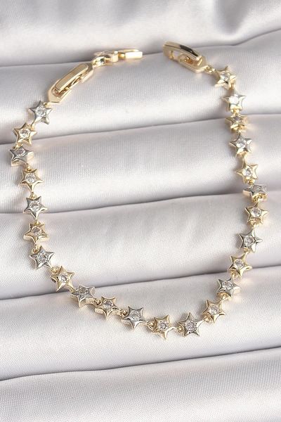 Celira Brass Mix Color Zircon Stone Star Model Vip Series Women's Bracelet