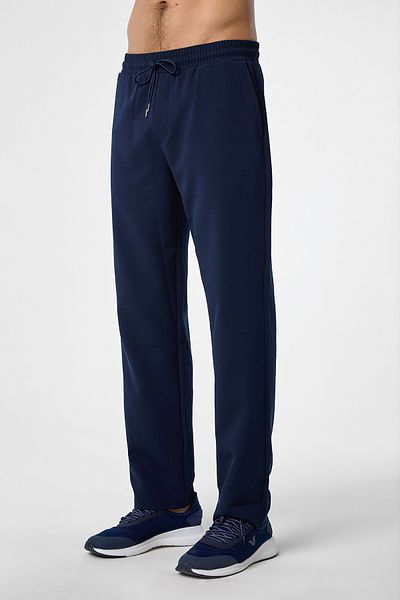 bilcee Men's Navy Blue Technological Fabric Loose Casual Pants 4593