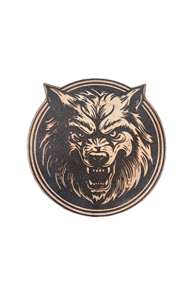 Seyhan Askeri Malzeme Vahşi Kurt -Yuvarlak Deri Peç - Arma - Wolf Leather Patch